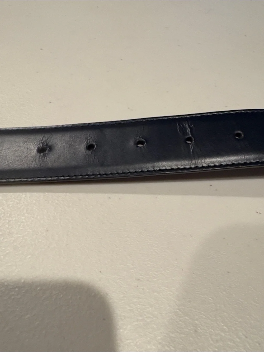 Salvatore Ferragamo Leather Gancini Belt with Silver Buckle. Size 42 black/Navy